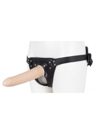 Пустотелый страпон Harness CLASSIC с бандажом - 19,5 см. - LOVETOY (А-Полимер) - купить с доставкой в Долгопрудном