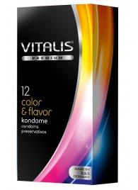 Цветные ароматизированные презервативы VITALIS PREMIUM color   flavor - 12 шт. - Vitalis - купить с доставкой в Долгопрудном