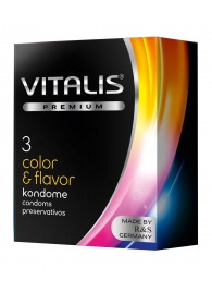 Цветные ароматизированные презервативы VITALIS PREMIUM color   flavor - 3 шт. - Vitalis - купить с доставкой в Долгопрудном