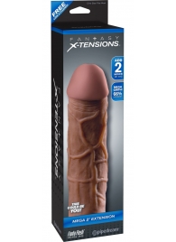 Коричневая насадка Mega 2  Extension - 20,3 см. - Pipedream - в Долгопрудном купить с доставкой