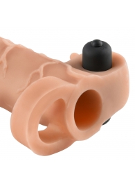 Телесная вибронасадка с кольцом Vibrating Real Feel 2 Extension - 16 см. - Pipedream - в Долгопрудном купить с доставкой