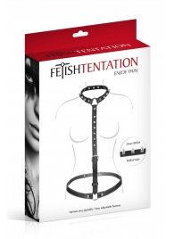 Черная упряжь на тело с шипами на ошейнике - Fetish Tentation - купить с доставкой в Долгопрудном