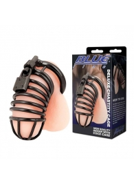 Черная металлическая клетка с замком Deluxe Chastity Cage - BlueLine - купить с доставкой в Долгопрудном