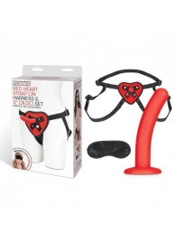 Красный поясной фаллоимитатор Red Heart Strap on Harness   5in Dildo Set - 12,25 см. - Lux Fetish - купить с доставкой в Долгопрудном