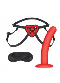 Красный поясной фаллоимитатор Red Heart Strap on Harness   5in Dildo Set - 12,25 см. - Lux Fetish - купить с доставкой в Долгопрудном