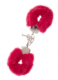 Металлические наручники с красной меховой опушкой METAL HANDCUFF WITH PLUSH RED - Dream Toys - купить с доставкой в Долгопрудном