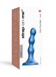 Голубая насадка Strap-On-Me Dildo Plug Balls size S - Strap-on-me - купить с доставкой в Долгопрудном