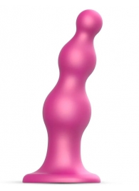 Розовая насадка Strap-On-Me Dildo Plug Beads size S - Strap-on-me - купить с доставкой в Долгопрудном
