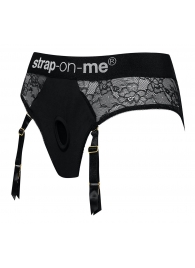 Черные трусики для насадок Diva Lingerie Harness - size L - Strap-on-me - купить с доставкой в Долгопрудном