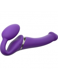Фиолетовый безремневой вибрострапон Silicone Bendable Strap-On - size M - Strap-on-me - купить с доставкой в Долгопрудном