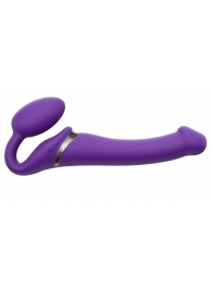 Фиолетовый безремневой вибрострапон Silicone Bendable Strap-On - size M - Strap-on-me - купить с доставкой в Долгопрудном