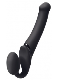 Черный безремневой вибрострапон Silicone Bendable Strap-On - size XL - Strap-on-me - купить с доставкой в Долгопрудном