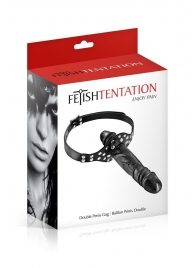 Черный кляп-фаллоимитатор Double Penis Gag - Fetish Tentation - купить с доставкой в Долгопрудном