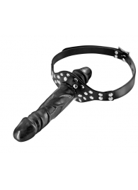 Черный кляп-фаллоимитатор Double Penis Gag - Fetish Tentation - купить с доставкой в Долгопрудном