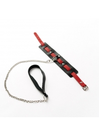 Черный ошейник с красным ремешком и поводком - Crazy Handmade - купить с доставкой в Долгопрудном