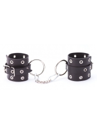 Черные кожаные наручники с люверсами - Crazy Handmade - купить с доставкой в Долгопрудном