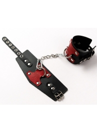 Черные кожаные оковы с красными вставками - Crazy Handmade - купить с доставкой в Долгопрудном