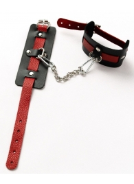 Черные оковы с красным декором и заклепками - Crazy Handmade - купить с доставкой в Долгопрудном