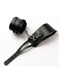 Черные кожаные оковы с креплением в виде веревочек - Crazy Handmade - купить с доставкой в Долгопрудном