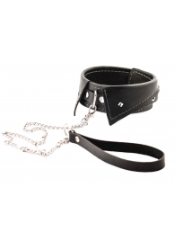 Черный ошейник-воротничок с металлическим поводком - Crazy Handmade - купить с доставкой в Долгопрудном
