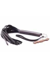 Черная кожаная плеть с удобной ручкой - 50 см. - Crazy Handmade - купить с доставкой в Долгопрудном