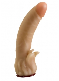 Телесная гелевая насадка-фаллос с клиторальными лепестками - 18,5 см. - LOVETOY (А-Полимер) - купить с доставкой в Долгопрудном