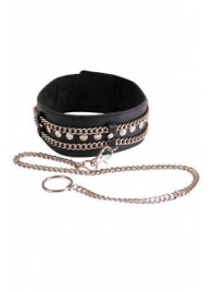 Чёрный ошейник с цепочками и поводком - Sitabella - купить с доставкой в Долгопрудном