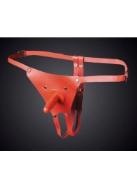 Красные кожаные универсальные трусики со штырьком для насадок - Sitabella - купить с доставкой в Долгопрудном