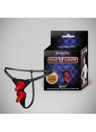 Чёрные кожаные трусики с двумя штырьками для насадок - Sitabella - купить с доставкой в Долгопрудном