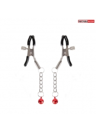 Серебристые зажимы на соски с шариками на цепочках - Notabu - купить с доставкой в Долгопрудном