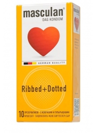 Презервативы с колечками и пупырышками Masculan Ribbed+Dotted - 10 шт. - Masculan - купить с доставкой в Долгопрудном