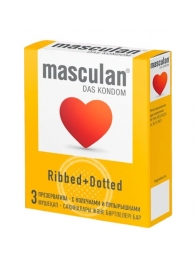 Презервативы с колечками и пупырышками Masculan Ribbed+Dotted - 3 шт. - Masculan - купить с доставкой в Долгопрудном