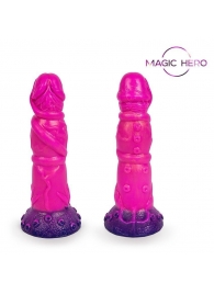 Розовый рельефный фантазийный фаллоимитатор - 20 см. - Bior toys - купить с доставкой в Долгопрудном