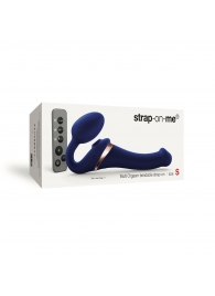 Синий безремневой страпон Multi Orgasm Size S с клиторальной стимуляцией - Strap-on-me - купить с доставкой в Долгопрудном