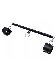 Черная распорка для ног с кожаными манжетами - Pecado - купить с доставкой в Долгопрудном