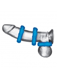 Комплект из трех голубых эрекционных колец 3-Pack Ribbed Rider Cock Ring Set - BlueLine - в Долгопрудном купить с доставкой