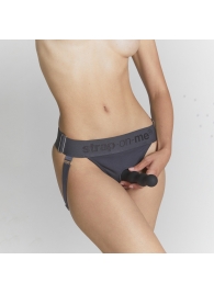 Серые трусики для фиксации насадок Strap-on-me Harness Lingerie Unique - Strap-on-me - купить с доставкой в Долгопрудном