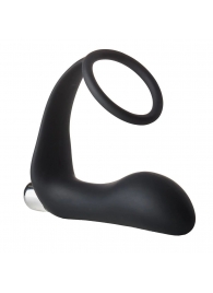 Черное эрекционное кольцо с вибропробкой Vibrating Anal Plug With Cockring - Dream Toys - в Долгопрудном купить с доставкой