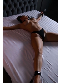 Черный кожаный набор фиксации на кровати Sex Game - БДСМ Арсенал - купить с доставкой в Долгопрудном