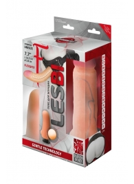 Телесный страпон Harness LESBI с вагинальной пробкой - 16,5 см. - LOVETOY (А-Полимер) - купить с доставкой в Долгопрудном