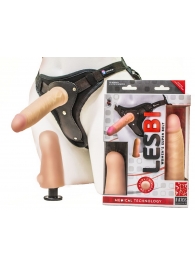 Телесный страпон Harness LESBI с вагинальной пробкой - 16,5 см. - LOVETOY (А-Полимер) - купить с доставкой в Долгопрудном