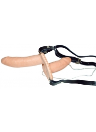 Телесный женский страпон с вагинальной пробкой Strap-On Duo - 15 см. - Orion - купить с доставкой в Долгопрудном