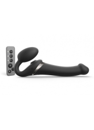 Черный безремневой страпон Multi Orgasm Size M с клиторальной стимуляцией - Strap-on-me - купить с доставкой в Долгопрудном