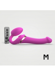 Ярко-розовый безремневой страпон Multi Orgasm Size M с клиторальной стимуляцией - Strap-on-me - купить с доставкой в Долгопрудном