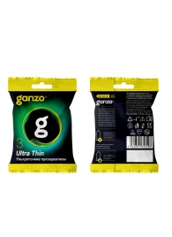 Ультратонкие презервативы Ganzo Ultra thin в мягкой упаковке - 3 шт. - Ganzo - купить с доставкой в Долгопрудном