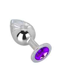 Большой плаг из стали с фиолетовым кристаллом Violet Dream - 9,5 см. - Erotic Fantasy - купить с доставкой в Долгопрудном