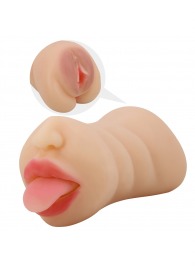 Телесный двусторонний мастурбатор Sarah - ротик и вагина - Baile - в Долгопрудном купить с доставкой