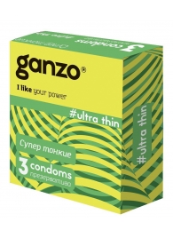 Ультратонкие презервативы Ganzo Ultra thin - 3 шт. - Ganzo - купить с доставкой в Долгопрудном