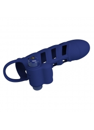 Синяя насадка на пенис Powerful Ring - 18,8 см. - Baile - в Долгопрудном купить с доставкой