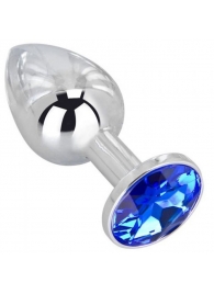 Анальное украшение BUTT PLUG  Small с синим кристаллом - 7 см. - Anal Jewelry Plug - купить с доставкой в Долгопрудном